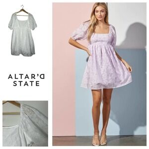 Altar'd‎ State White Floral Babdydoll Dress Large